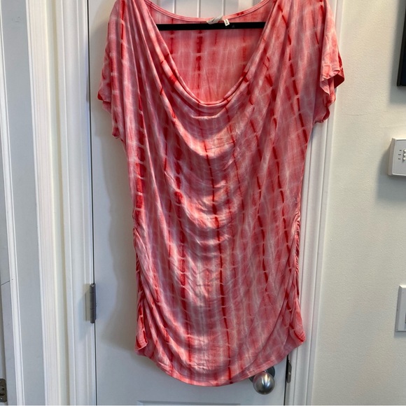 Simple Suzanne Betro Size XL Pink Tie Dye Slouch Neck Short Dolman Sleeves - Picture 1 of 4